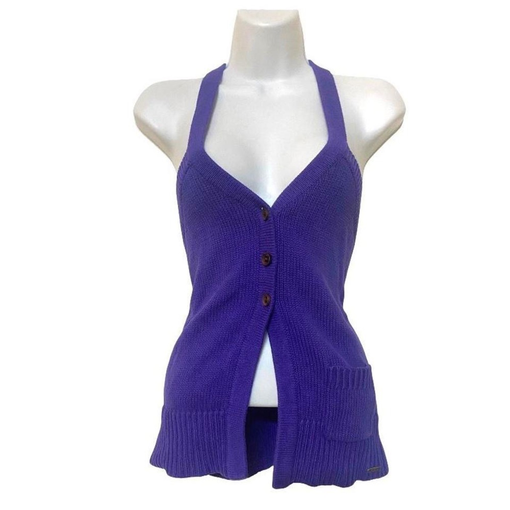 Y2K Chunky Knit Halter Sweater Tank Top